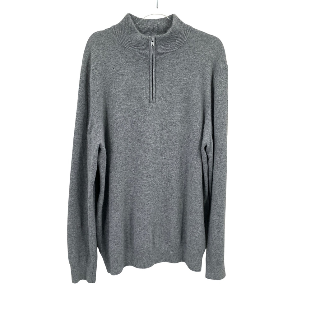 Quince Quarter Zip Sweater Mens XXL Gray Cashmere Flawed Classic Luxury Preppy
